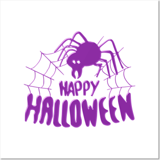 Happy Halloween Spider web purple Posters and Art